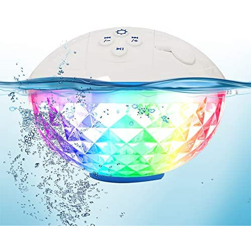 Portable Bluetooth Speakers Wireless Colorful Lights Show,IPX7 Waterproof Floating Pool Speaker,Built-in Mic Crystal Clear Sound Shower Speaker 50ft Range for Home Party Outdoor Beach Travel.