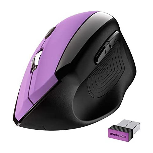 Memzuoix Wireless Ergonomic Mouse, Upgraded 2.4G Optical Cordless Mice with 800 / 1200 /1600 DPI, Vertical Computer Wireless Mouse for Laptop, Mac, PC, Desktop (for Right Hand, Large), Black