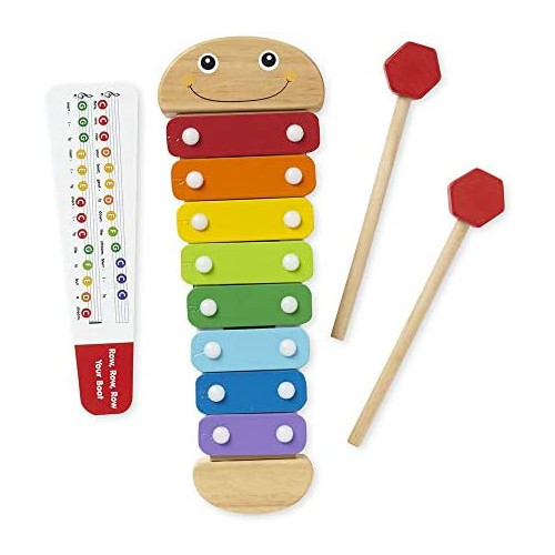 Melissa & Doug Caterpillar Xylophone Musical Toy With Wooden Mallets 15.25 x 6.5 x 1.5