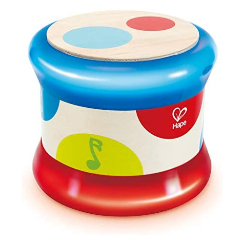 Hape Baby Drum | Colorful Rolling Drum Musical Instrument Toy For Toddlers, Rhythm & Sound Learning, Battery Powered (E0333), L: 5.9, W: 5.9, H: 5 inch