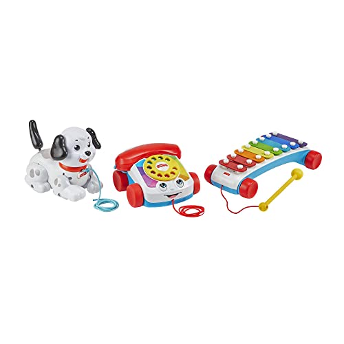 Fisher-Price Pull-Along Basics Gift Set, 3 classic pull toys for infants and toddlers ages 12 months and older