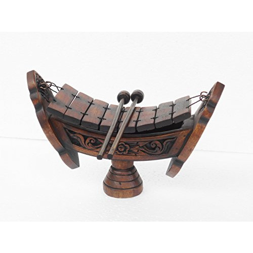 GABUR Thai Traditional Musical Instruments Teakwood Teak Wood Wooden Xylophone 8 Bar Notes, inch Wood040