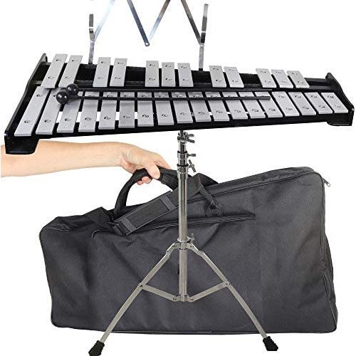 inTemenos 30 note Professional Glockenspiel - Metal Bell Kit Xylophone with Stand, Note Holder and Carrying Bag