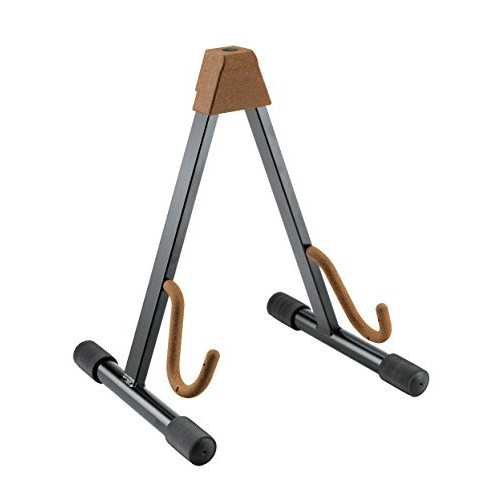K&M Konig & Meyer 17540.013.95 Guitar Stand | Sturdy Heavy Duty Adjustable Frame | Cork Covered Arm Support/Backrest - Folds Flat Portable | Fits Electric Guitar | For Adult / Youth Musicians | Cork