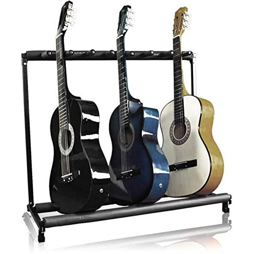 Best Choice Products Multi-Guitar Stand, 7 Instrument Folding Storage Display Rack - Black