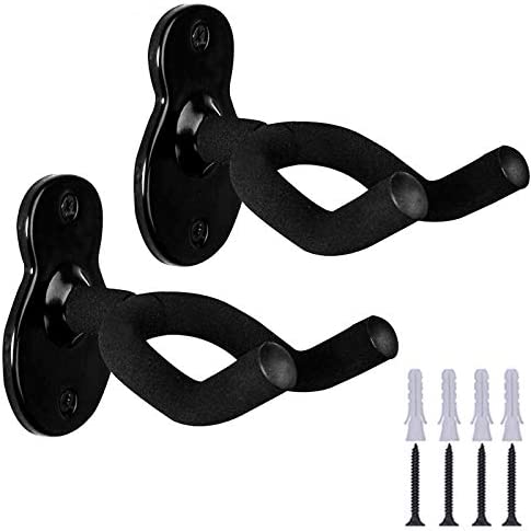 Guitar hanger Guitar hook Guitar holder Guitar wall mount hangers for Electric Acoustic and Bass Guitars(2-Pack)