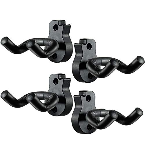 Guitar Hanger Wall Mount 4 Pack Guitar Holders Hooks Stands,String Instruments Accessories Hangers for Acoustic Electric Bass Classical Guitars and Ukulele