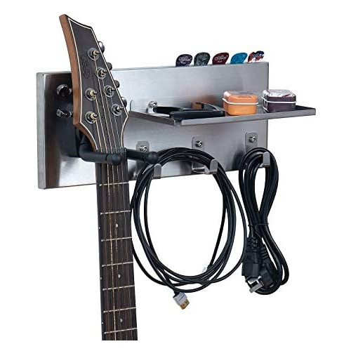 shinar Stainless Steel Guitar Hanger and Guitar Wall Mount Bracket Holder for Acoustic and Electric Guitars with 3 Hook Wall Shelves Hair Dryer Holder Wall Mounted for Bedroom,Living Room，Kitchen