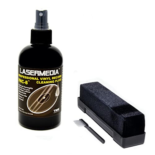 Lasermedia VRCB-K-8 Record Cleaning Kit w 8 Ounce Bottle of Professional USA Made VNC-8 Cleaner and Record Cleaning and Stylus Cleaning Brushes by TME