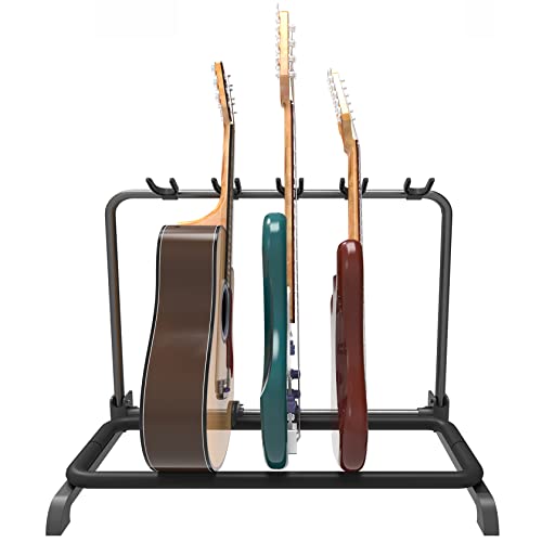 Multi Guitar Rack Stand - Guitto Foldable Universal Display Rack Portable Guitar Holder for Band Stage Bass Acoustic Guitar -5 Holder GGS-07