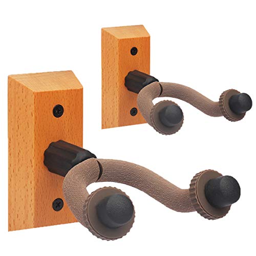 2 Pack Guitar Hangers Wall Mounts Holder Stand for Acoustic Electric Guitar Bass Ukulele u2013WINGO Cherry Wood.