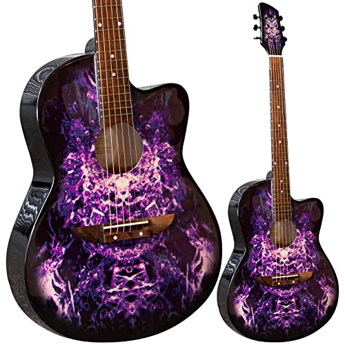 Lindo 933C Apprentice Series Tiger Cutaway Acoustic Guitar with Carry Case - Purple