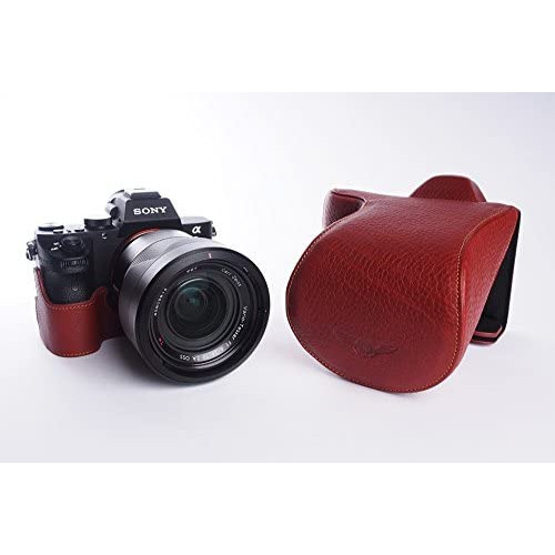 SONY 소니α7 II용가죽 렌즈 커버 첨부 카메라 케이스(24-70mm용)A7ii A7RII A7RM2 (카메라 케이스&스트랩LK181&배터리 케이스,브라운)