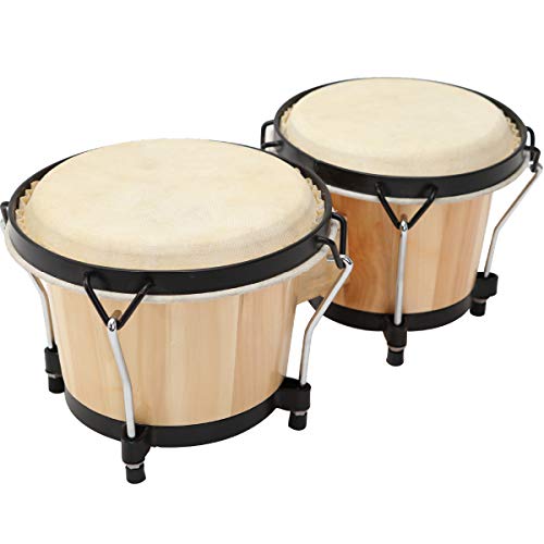 MUSICUBE Bongo Drum Set, 2 Sets 6” and 7” Percussion Instrument, FSC Wood and Metal Drum for Kids Adults Beginners Professionals with Tuning Wrench