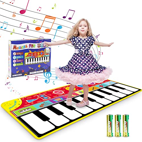 RenFox Kids Toys Large Musical Mat 58.26 * 23.62 - Music Floor Piano Keyboard Dance Play Mat with 8 Musical Instrument Sounds 5 Play Modes, Birthday Toy Gift for 3 4 5 6 7 8+ Years Old Boys Girls