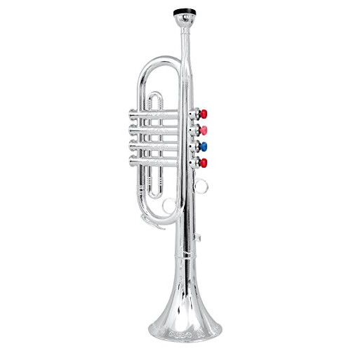 Click N Play Toy Trumpet for Kids - Create Real Music - Safety Tested BPA Free - Beautiful Silver Finish with Color Keys - Start an Instrument Band at Home or School, Kids Ages 5-9, Musical Gifts