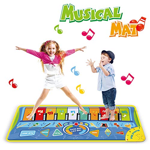 Anpro 51X18.9 inch （130X48cm） Piano Mat, Musical Keyboard Playmat，Dancing Mat Touch Play Blanket Gifts Toys for Kids