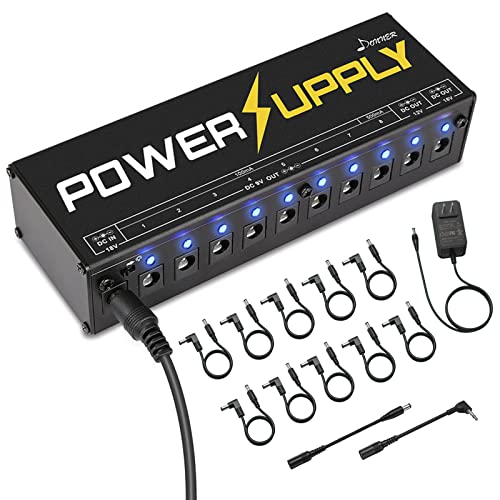 Donner DP-1 Guitar Power Supply 10 Isolated DC Output for 9V/12V/18V Effect Pedal