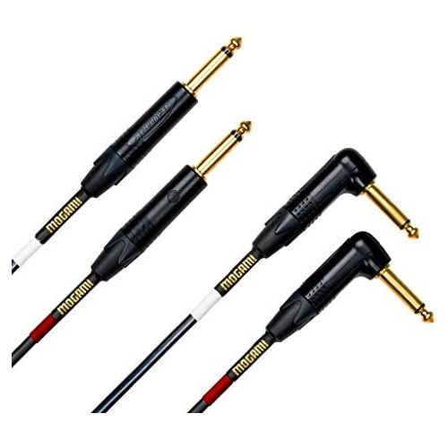 Mogami Gold Key S-15R Unbalanced Stereo Keyboard Instrument Cable, 1/4 TS Male Plugs, Gold Contacts, Dual Right Angle to Dual Straight Connectors, 15 Foot