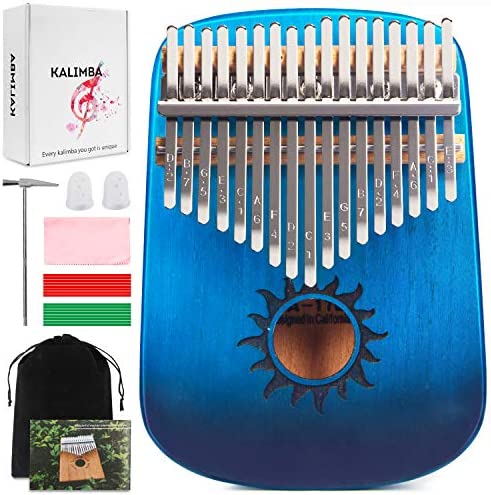 Kalimba Thumb Piano 17 Keys, Portable Wood Finger Piano Musical Instrument Gifts for Kids Adult Beginners Professionals