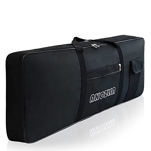 AKOZLIN 61 Keys Portable Padded Keyboard Case,Dimension 40x6x16, Electric Piano Keyboard Gig Bag (Black)