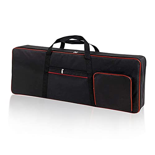 61 Key Keyboard Case,Electric Keyboard Bag Piano Gig Bag,Waterproof Keyboard Cover,600D Oxford Cloth Keyboard Carrying Case with 10mm Cotton Padded Keyboard Case Bag.40.1x15.7x4.7 Black+Red