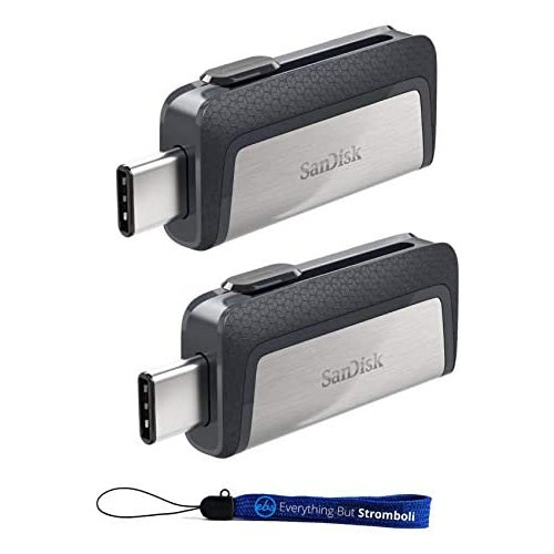 SanDisk Ultra (Two Pack) Dual Drive USB Type-C (SDDDC2-064G-G46) with Everything But Stromboli (TM) Lanyard