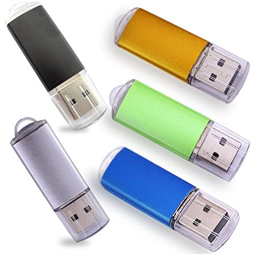 Ebamaz USB Flash Drives 2.0 Metal Key Pack of 5 Colors (256MB,Not GB,Smaller Than 1GB,Blank)