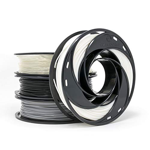 Gizmo Dorks PLA Filament for 3D Printers 3mm (2.85mm) 200g, 4 Color Pack - Black, Grey, Transparent, White