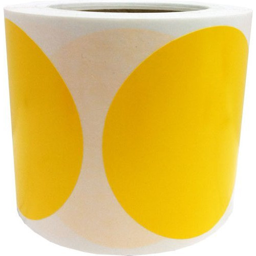 Yellow Color Coding Labels for Organizing Inventory 4 Inch Round Circle Dots 500 Total Adhesive Stickers On A Roll