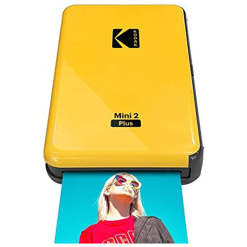 Kodak Mini 2 Plus Portable Wireless Photo Printer, Print iOS & Android Social Media Photos via Bluetooth, Real Photo (2.1u201D x 3.4u201D), 4Pass Technology & Laminating Process, Premiun Quality u2013 Yellow