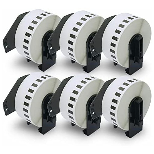 BETCKEY - Compatible Continuous Label Replacement for Brother DK-2210 (1-1/7 x 100), Use with Brother QL Label Printers [6 Rolls]
