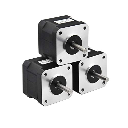 RTELLIGENT Nema 17 Stepper Motor 3PCS, 2 Phase Step Motor Bipolar 1.5A 59.5oz.in(42Ncm) 42x42x38mm 4-Wire 30cm Long Cable for 3D Printer (3, 42A02C-Dupont)