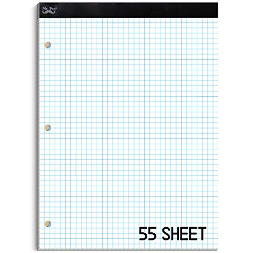 Mr. Pen- Graph Paper, Grid Paper Pad, 4x4 (4 Squares per inch), 8.5x11, 55 Sheets, 3-Hole Punched, Grid Paper, Graph Paper Pad, Graphing Paper, Computation Pads, Drafting Paper, Blueprint Paper