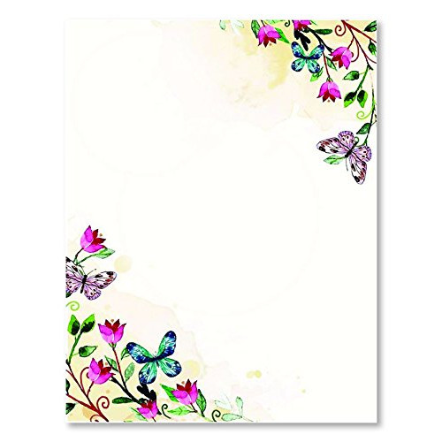 100 Stationery Writing Paper, with Cute Floral Designs Perfect for Notes or Letter Writing - Tulips