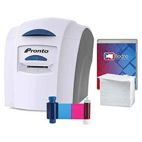 Magicard Pronto ID Card Printer & Super Supplies Package with Bodno ID Software, Camera, 300 Cards and 300 Print Ribbon - Bronze Edition