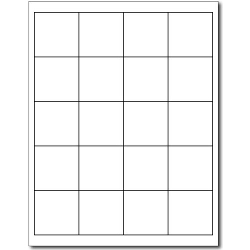 White 2 Square Labels - 20 Labels Per Sheet - for Inkjet & Laser Printers - 25 Sheets / 500 Labels
