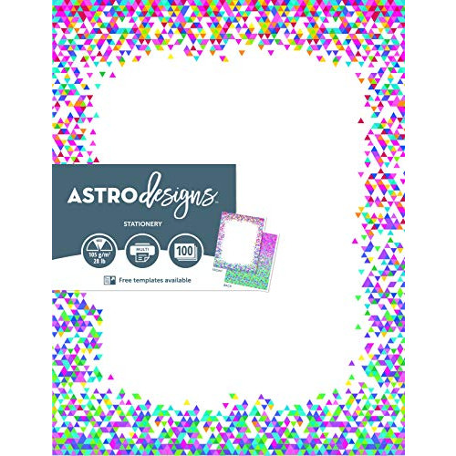Astrodesigns 2-Sided Preprinted Stationery, 8.5 x 11, Confetti, 100 Sheets (91278)