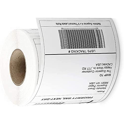 NetumScan Thermal Direct Perforated Shipping Label with Self Adhesive (Pack of 500 4 x 6 Fan-Fold Labels)