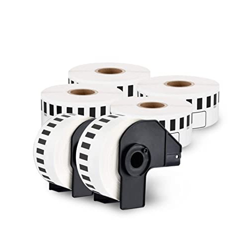 enKo - Compatible DK-2214 Continuous Paper Labels (1/2 Inch x 100 Feet) Compatible for Brother QL Label Printers - 6 Rolls + 2 Refillable Cartridges