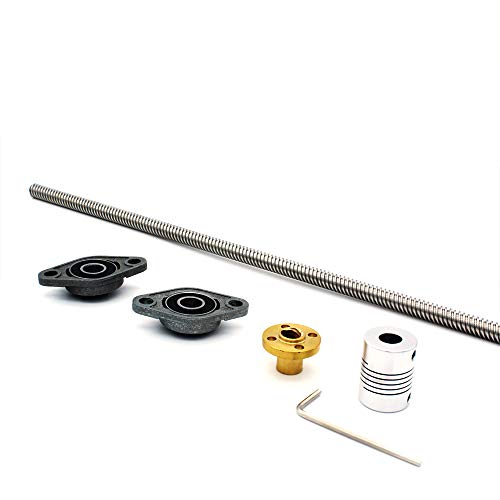 300mm 8mm T8 Lead Screw Set Lead Screw+ Copper Nut + Coupler+Hexagon Wrench + Pillow Bearing Block for 3D Printer