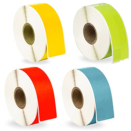 HOUSELABELS Compatible DYMO 30252 RED, Blue, Yellow, Green Address Labels (1-1/8 x 3-1/2) Compatible with Rollo, DYMO LW Printers, 4 Rolls / 350 Labels per Roll