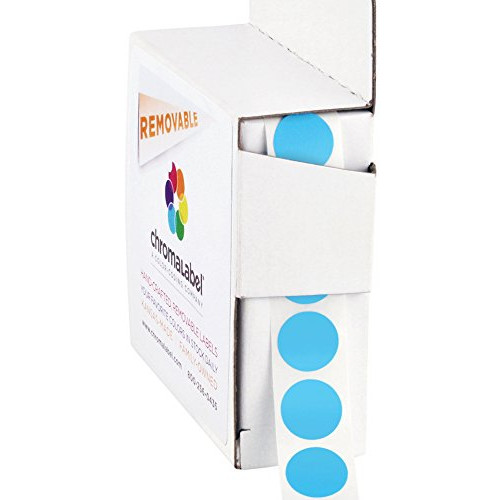 ChromaLabel 0.50 Inch Round Label Removable Color Code Dot Stickers, 1000 Labels per Dispenser Box, Light Blue
