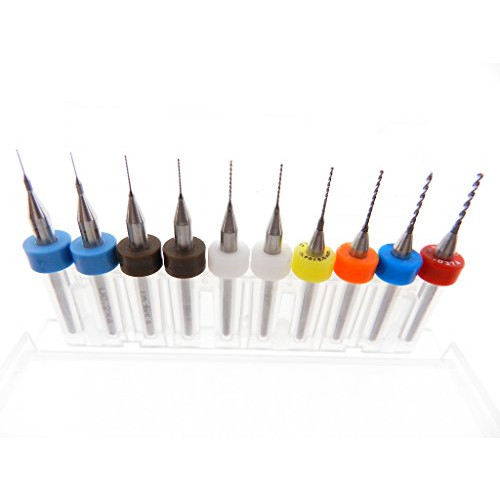 10pc Micro Drill Bits for Modeling 3D Nozzle Cleaning CNC PCB FR4 Watch Repair Jewelry Tools Installation Pre-drilling Soft Metals more (2each) .2mm .3mm .4mm (1 each) .5mm .6mm .8mm 1.0mm