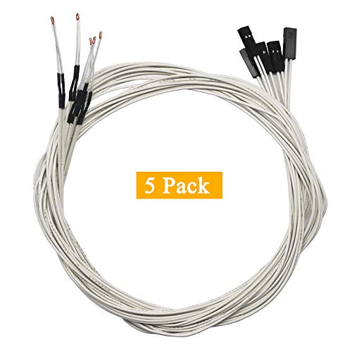 GODSHARK 5pcs NTC 3950 100K Thermistors Sensors with 1 Meter Wiring and Female Pin Head for RepRap 3D Printer Heatbed or Hot End