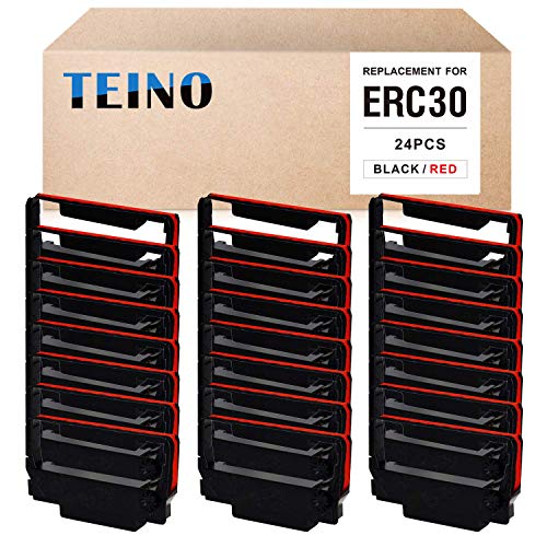 TEINO 24 Pack ERC30 ERC-30 ERC 30 34 38 B/R Compatible Ribbon Cartridge for use in ERC30 ERC34 ERC38 NK506 Printer (Black Red)