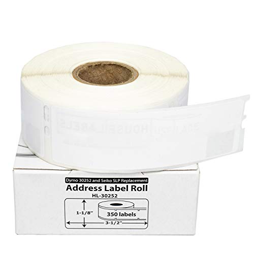 HOUSELABELS Compatible DYMO 30252 Address Labels (1-1/8 x 3-1/2) Compatible with Rollo, DYMO LW Printers, 12 Rolls / 350 Labels per Roll
