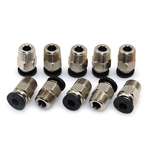 BIQU PC4-M10 Male Straight Pneumatic PEFE Tube Push for E3D-V6 Fitting Connector Bowden Extruder 3D Printer (Pack of 10pcs)