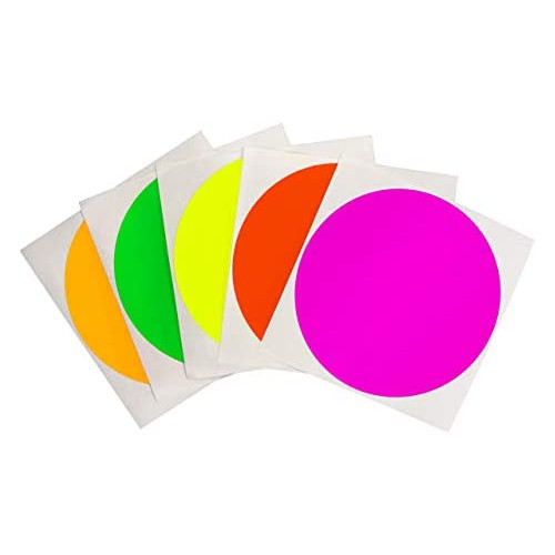 ChromaLabel 4 Inch Color Code Dot Inventory Control Labels on Sheets, 5 Assorted Colors, 100 Stickers per Variety Pack, Standard, Blank, Permanent, Semi-Gloss