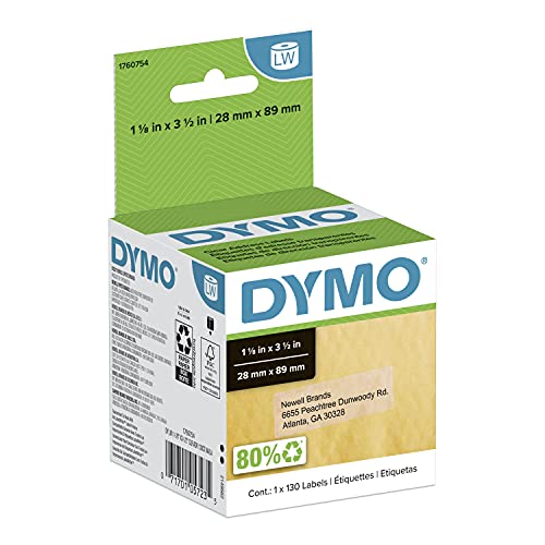 DYMO LW Mailing Address Labels for LabelWriter Label Printers, Clear, 1-1/8-Inch x 3-1/2-Inch, Self-Adhesive, 1 Roll of 130